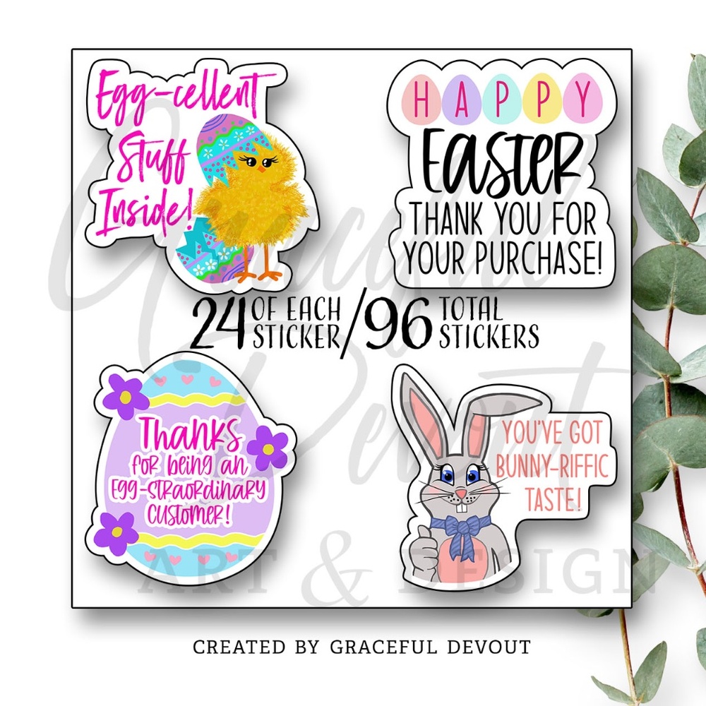 🐰 Easter Bundle Variety Pack - (96ct.) Stickers